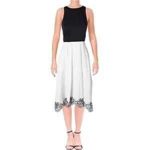 TAHARI Women's Sleeveless Lace Hem High Low